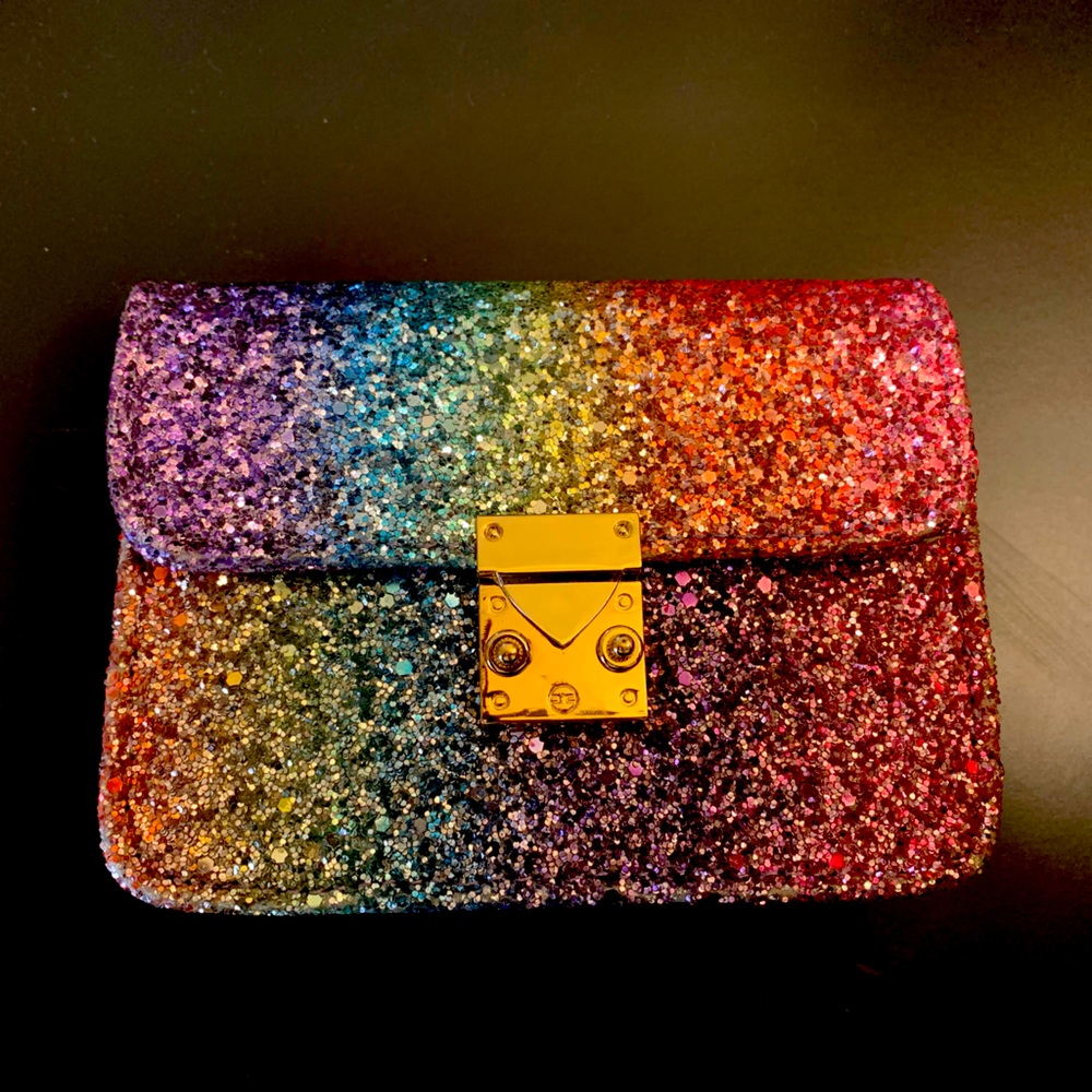 Betsey Johnson rainbow glitter purse/clutch